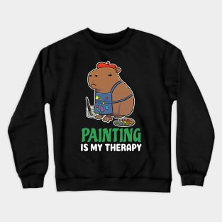 Painting is my therapy cartoon Capybara Crewneck Sweatshirt